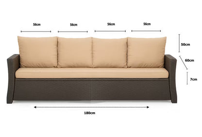 Havehynder til 3-Personers Rattan Sofa 180x60 cm Beige