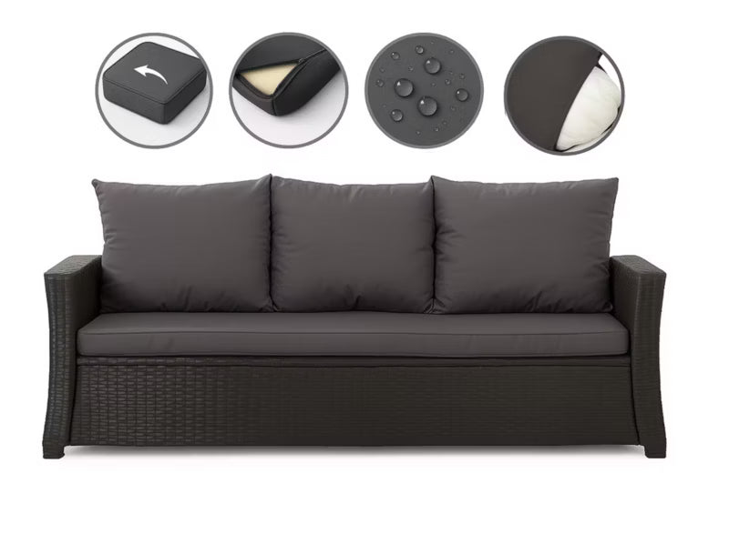 Havehynder til 3-Personers Rattan Sofa 160x60 cm Antracit