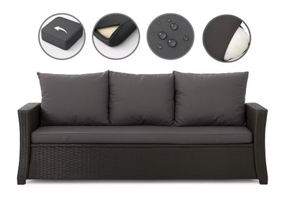 Havehynder til 3-Personers Rattan Sofa 160x60 cm Antracit