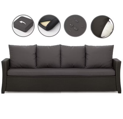 Havehynder til 3-Personers Rattan Sofa 180x60 cm Antracitgrå