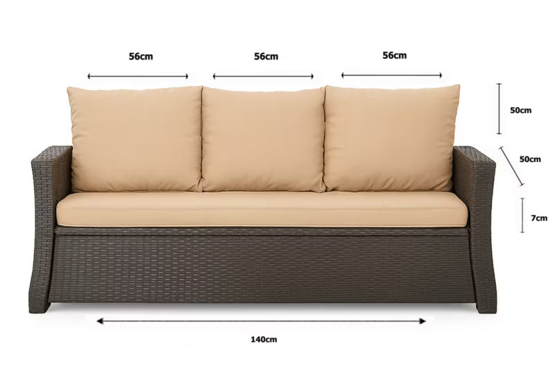 Havehynder til 3-Personers Sofa 140x50 cm Beige