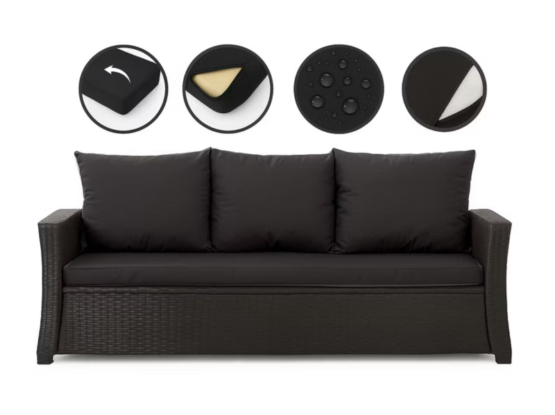 Havehynder til 3-Personers Sofa 160x60 cm Sort