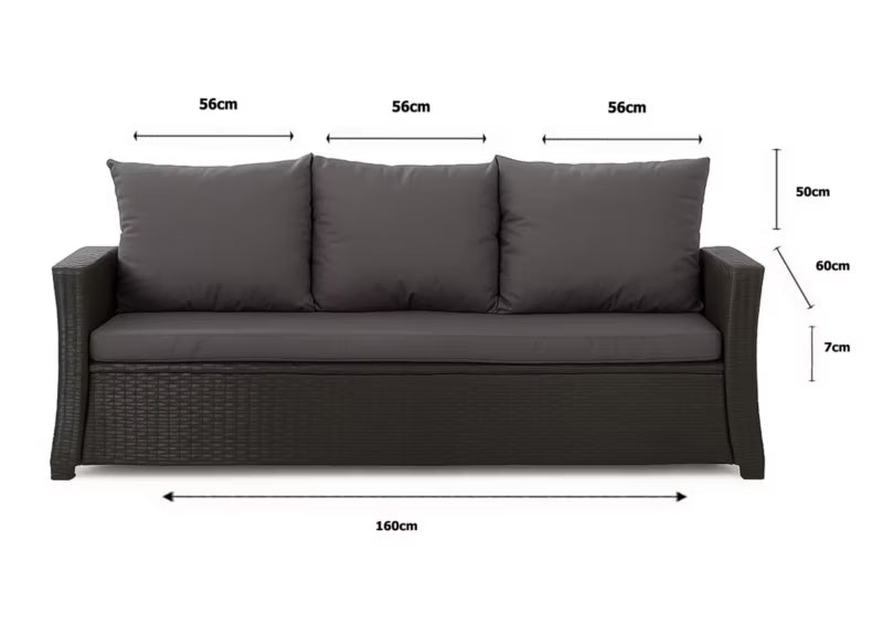 Havehynder til 3-Personers Sofa 160x60 cm Sort