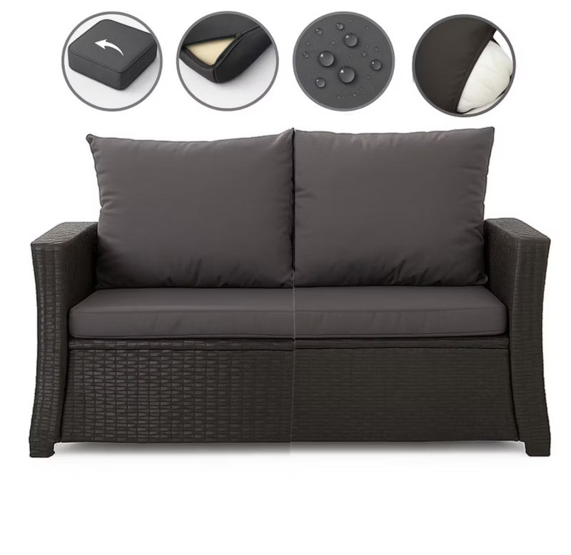Havehynder til Rattan Sofa 120x60 cm Antracitgrå