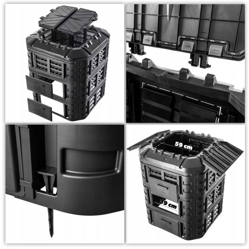Havekompostbeholder Modulopbygget 860 Liter Sort