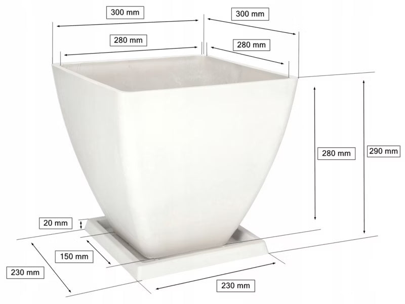 Havekrukke Komposit 28 cm Hvid med Underskål