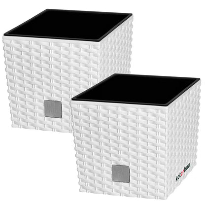 Havekrukke Rattan 17x17 cm Hvid 2 Stk.