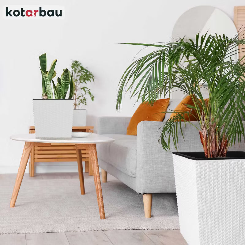Havekrukke Rattan 17x17 cm Hvid 2 Stk.