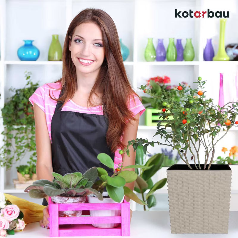 Havekrukke Rattan 20x20 cm Mocca 2 Stk.