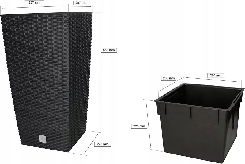 Havekrukke Rattan 29x29 cm Antracit med Indsats