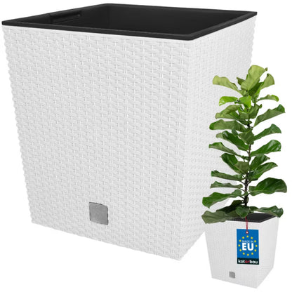 Havekrukke Rattan 32x32 cm Hvid med Indsats