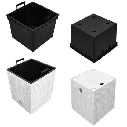 Havekrukke Rattan 32x32 cm Hvid med Indsats