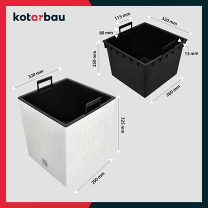 Havekrukke Rattan 32x32 cm Hvid med Indsats