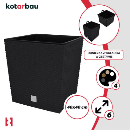 Havekrukke Rattan 40x40 cm Antracit med Indsats