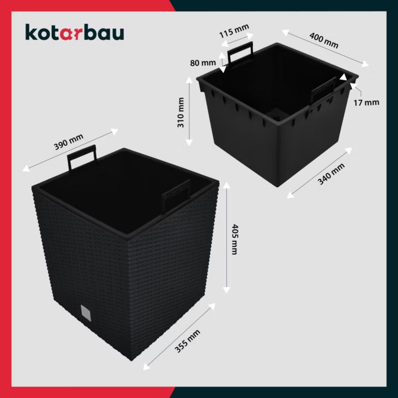 Havekrukke Rattan 40x40 cm Antracit med Indsats