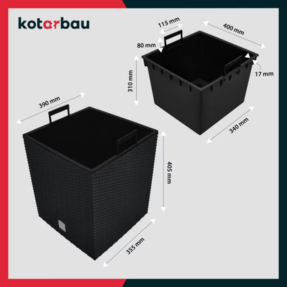 Havekrukke Rattan 40x40 cm Antracit med Indsats