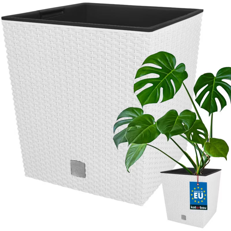 Havekrukke Rattan 40x40 cm Hvid med Indsats