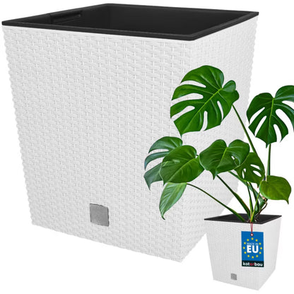 Havekrukke Rattan 40x40 cm Hvid med Indsats