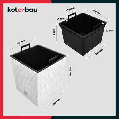 Havekrukke Rattan 40x40 cm Hvid med Indsats