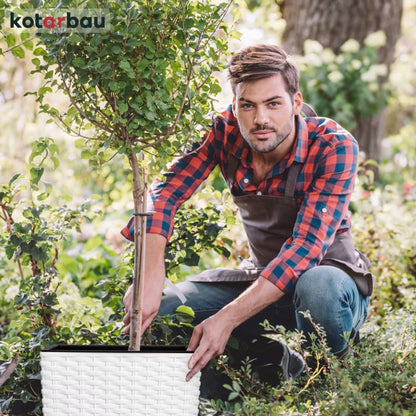 Havekrukke Rattan 40x40 cm Hvid med Indsats