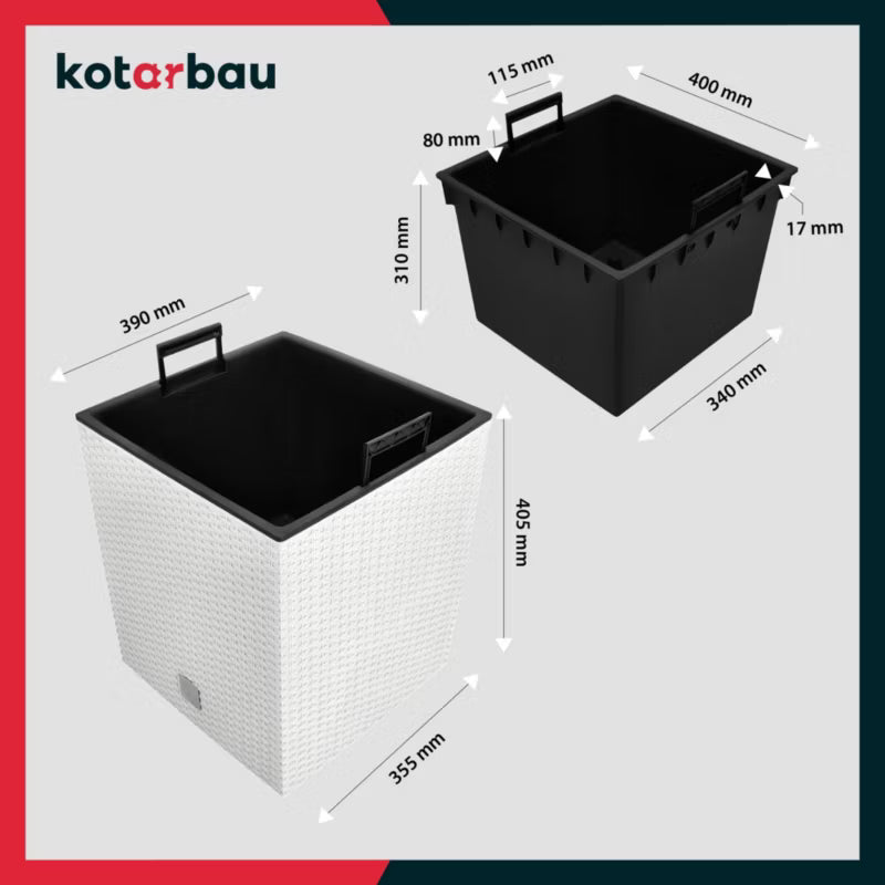 Havekrukke Rattan 40x40 cm Hvid med Indsats