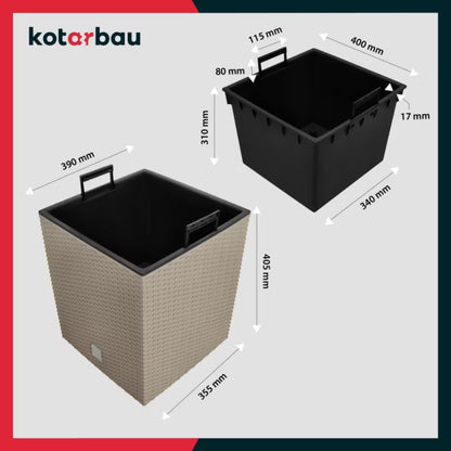 Havekrukke Rattan 40x40 cm Mocca med Indsats