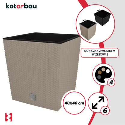 Havekrukke Rattan 40x40 cm Mocca med Indsats