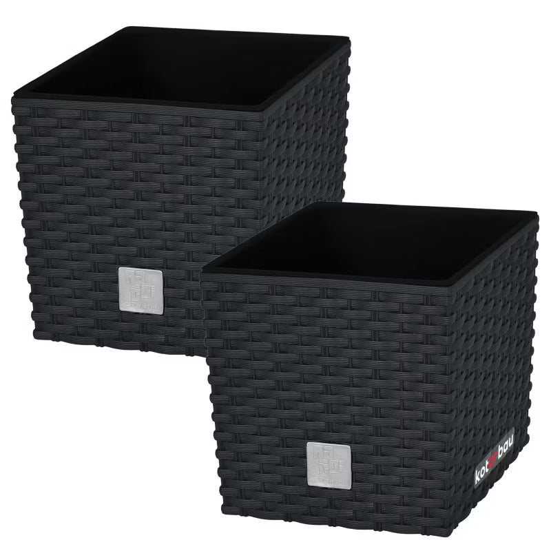 Havekrukke Rattan Look 20x20 cm Antracit 2 Stk.