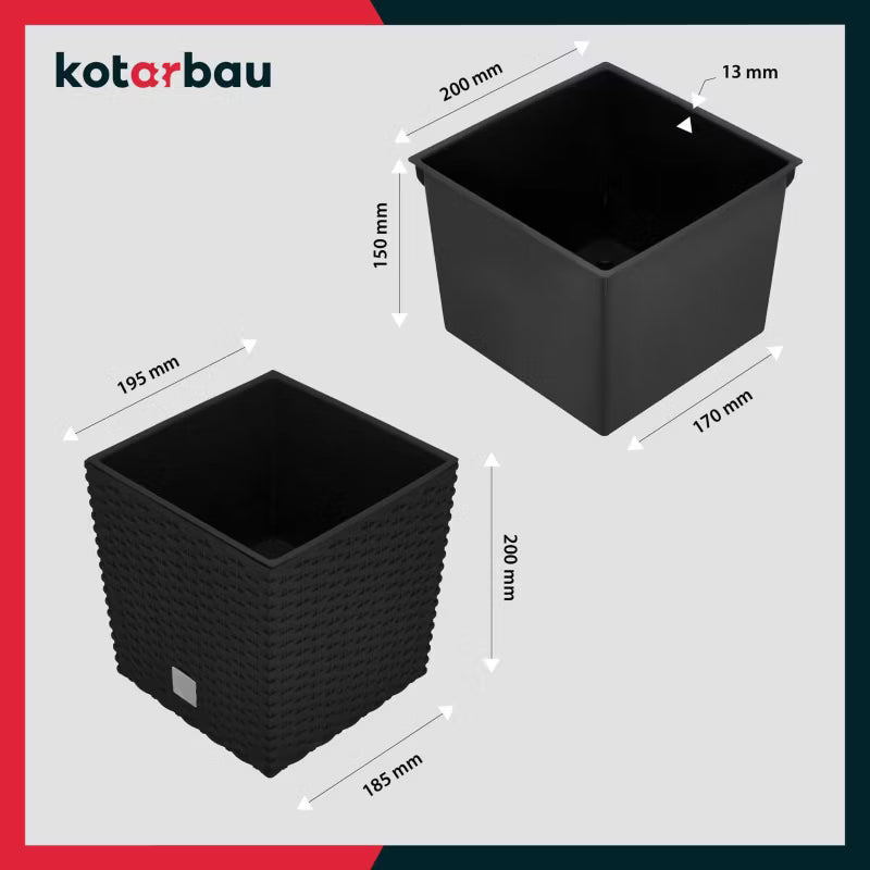 Havekrukke Rattan Look 20x20 cm Antracit 2 Stk.