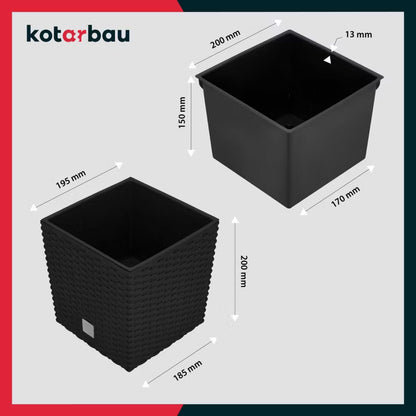 Havekrukke Rattan Look 20x20 cm Antracit 2 Stk.