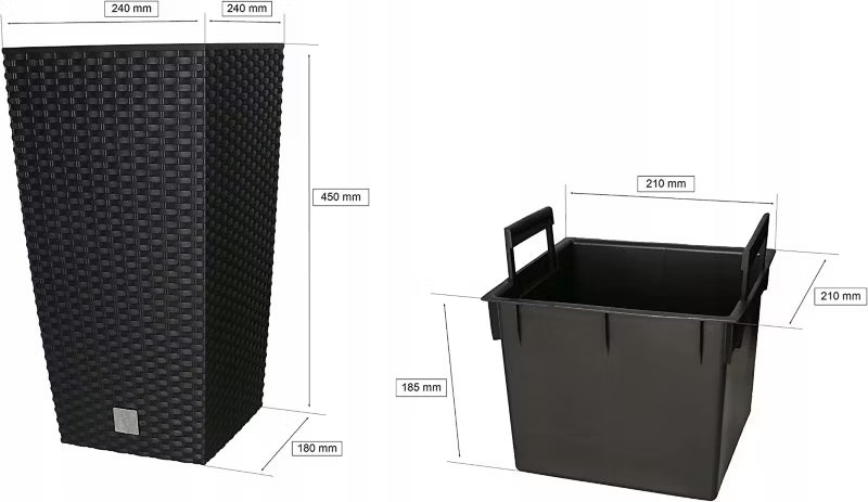 Havekrukke Rattan med Indsats 24x24 cm Antracit