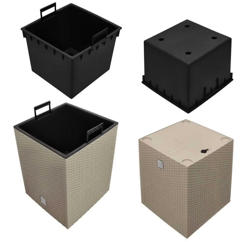 Havekrukke Rattan med Indsats 26x26 cm Mocca 2 Stk.