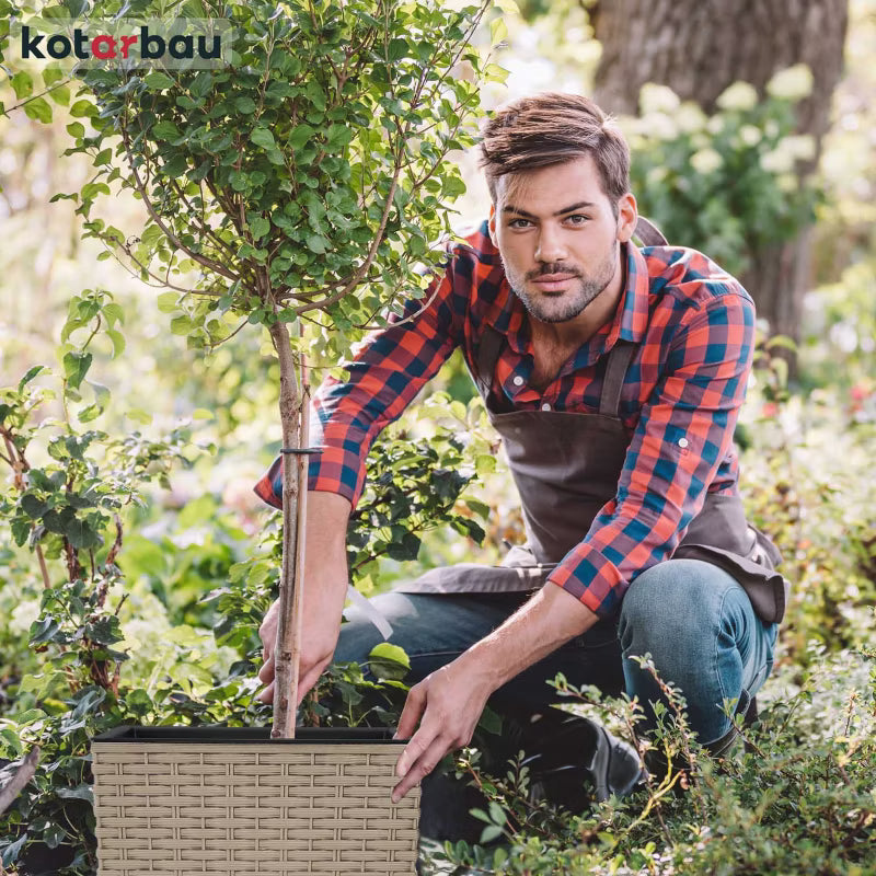 Havekrukke Rattan med Indsats 26x26 cm Mocca 2 Stk.