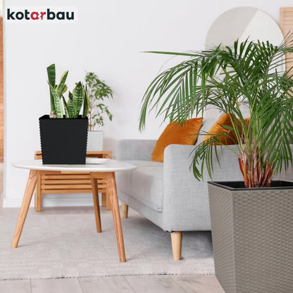 Havekrukke Rattan med Indsats 26x26 cm Mocca 2 Stk.