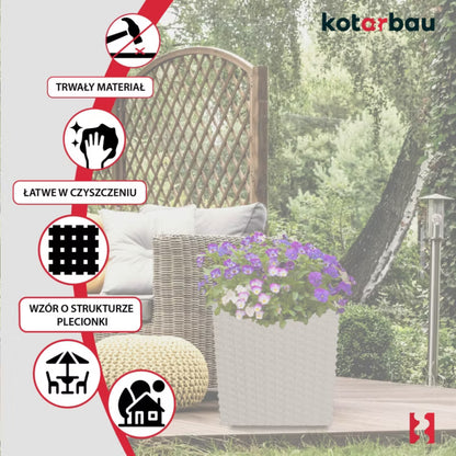 Havekrukke Rattan med Indsats 26x26 cm Mocca 2 Stk.