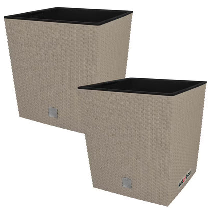 Havekrukke Rattan med Indsats 26x26 cm Mocca 2 Stk.