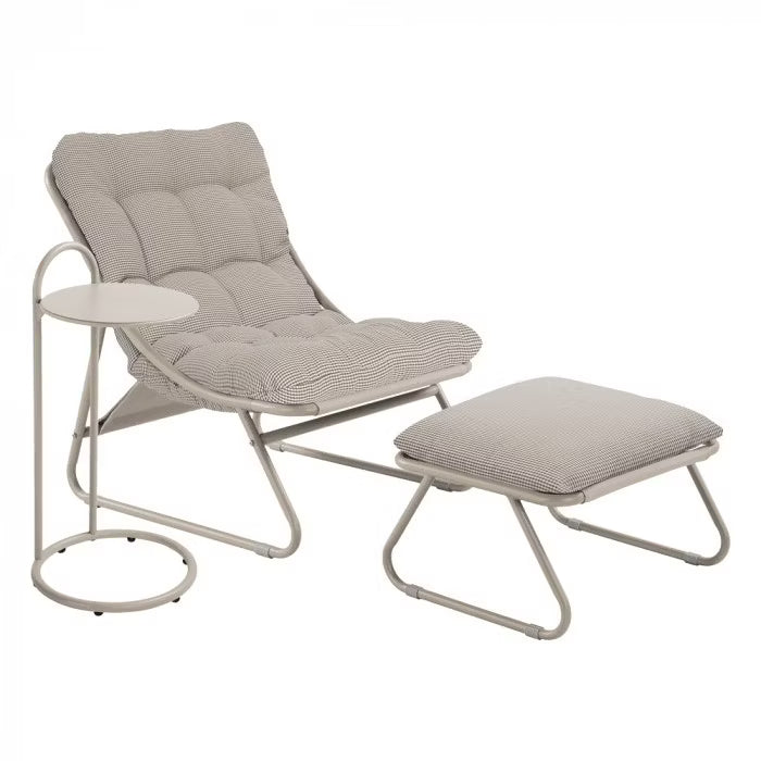 Havelænestol Cloud med Fodskammel og Bord Beige Pepita