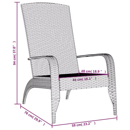 Havelænestol Polyrattan 59x76x94 cm Grå