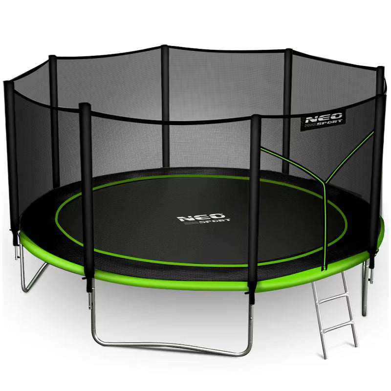 Havelavet Trampolin 374 cm Grøn med Stige og Sikkerhedsnet