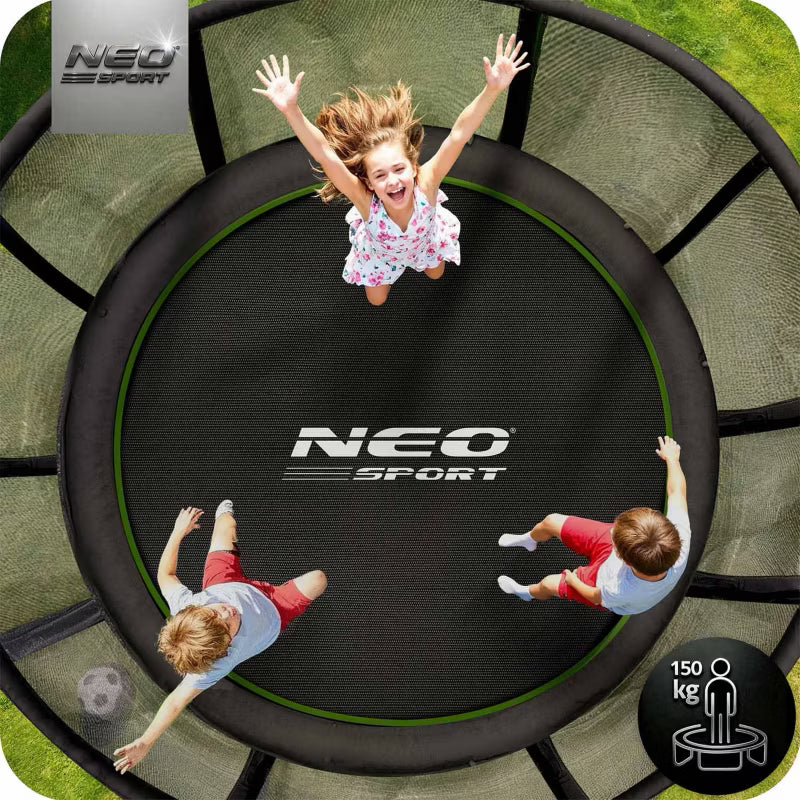Havelavet Trampolin 374 cm Grøn med Stige og Sikkerhedsnet