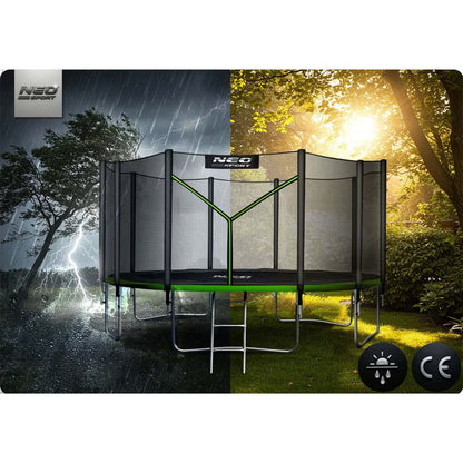Havelavet Trampolin 374 cm Grøn med Stige og Sikkerhedsnet