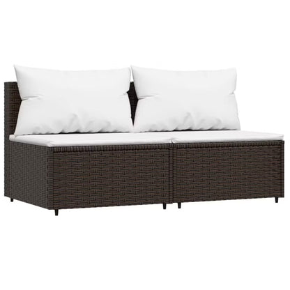 Havemøbel Modulsofa 63x63 cm Brun med Creme Hynder 2 Stk