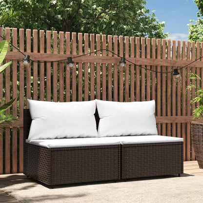 Havemøbel Modulsofa 63x63 cm Brun med Creme Hynder 2 Stk