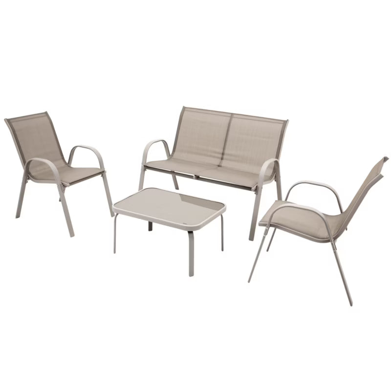 Havemøbelsæt 4 Dele med Sofa Stol og Bord Beige