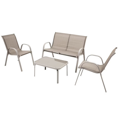 Havemøbelsæt 4 Dele med Sofa Stol og Bord Beige