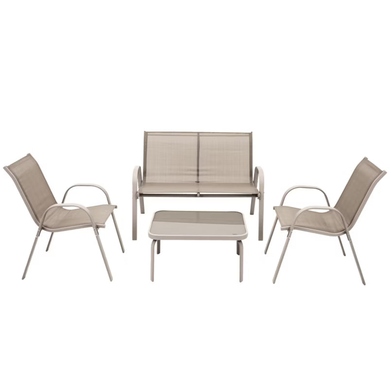 Havemøbelsæt 4 Dele med Sofa Stol og Bord Beige