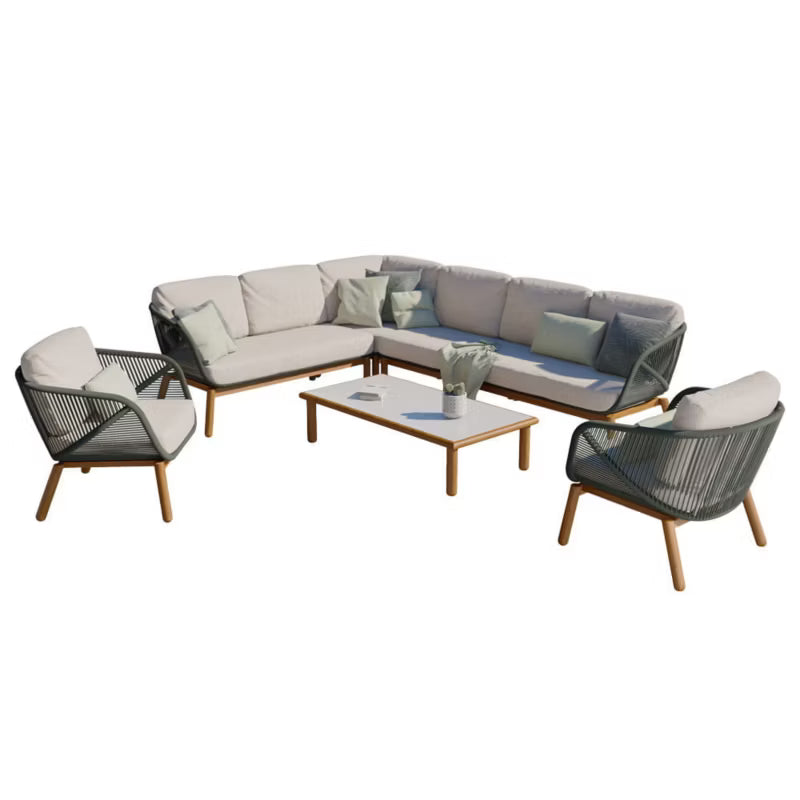 Havemøbelsæt 7-8 Personer Aluminium Keramisk Bordplade Beige