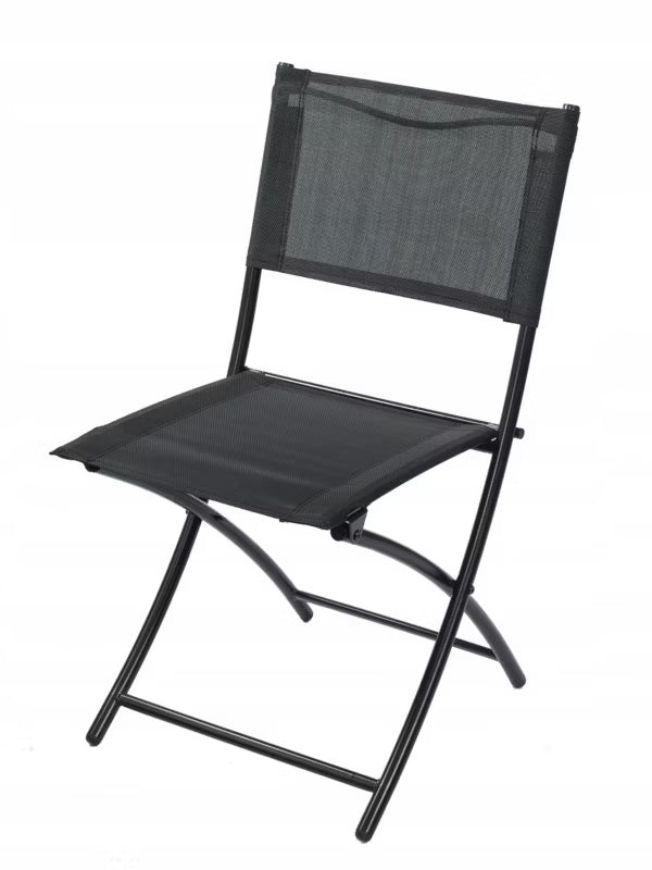 Havemøbelsæt 70x70 cm Sort med 2 Klapstole