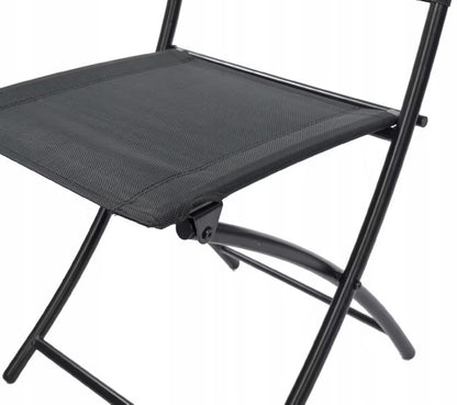 Havemøbelsæt 70x70 cm Sort med 2 Klapstole