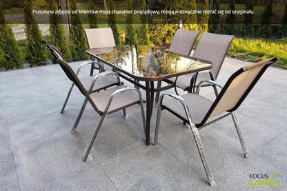 Havemøbelsæt Bologna 150x90 cm Brun med 6 Stole